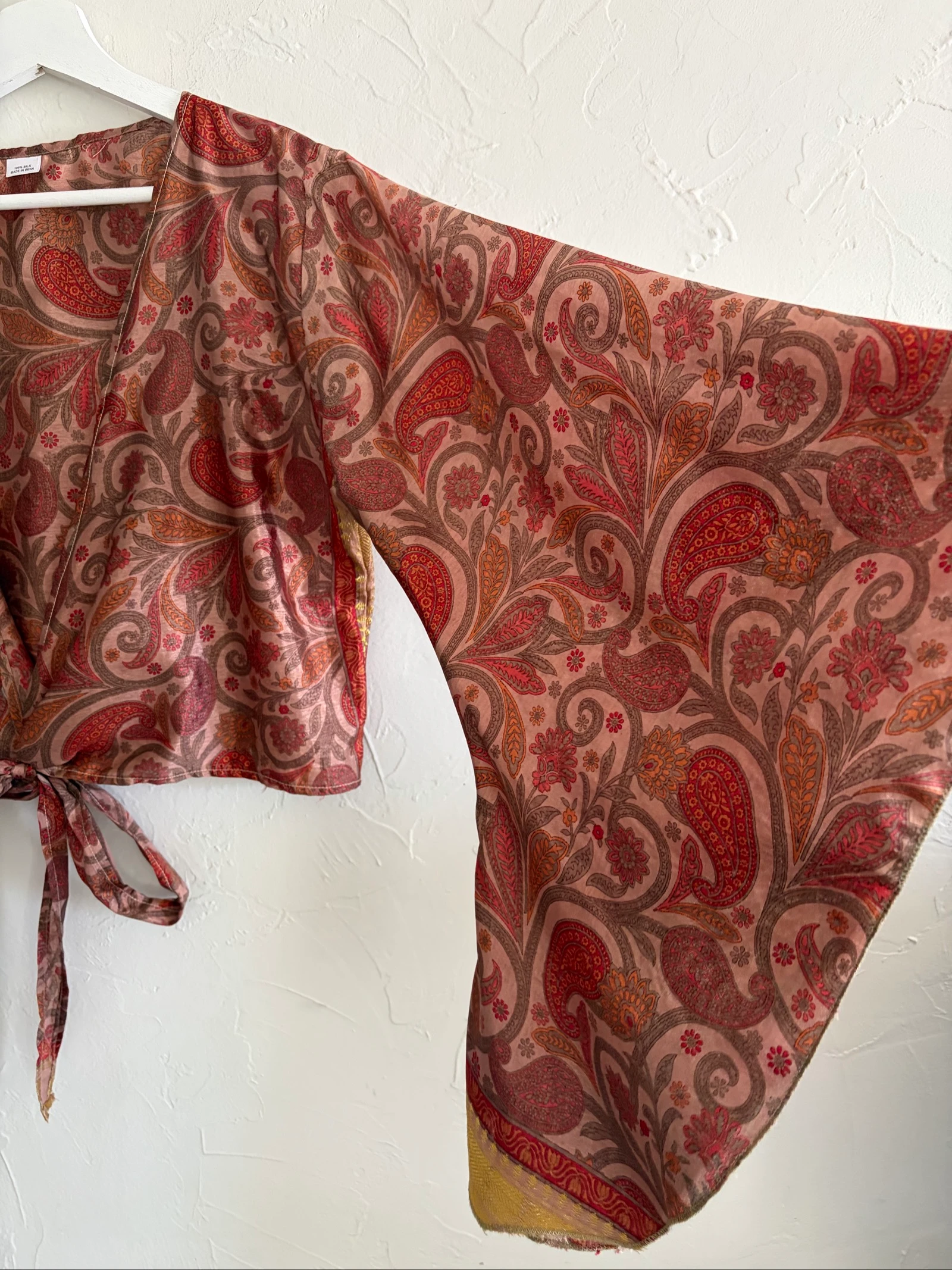 Blouse - zijden kimono met wijde mouwen om vast te binden – photo 5